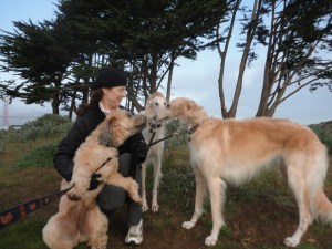 Jodie & her two Russian Wolfhounds, Ann & Mousseline